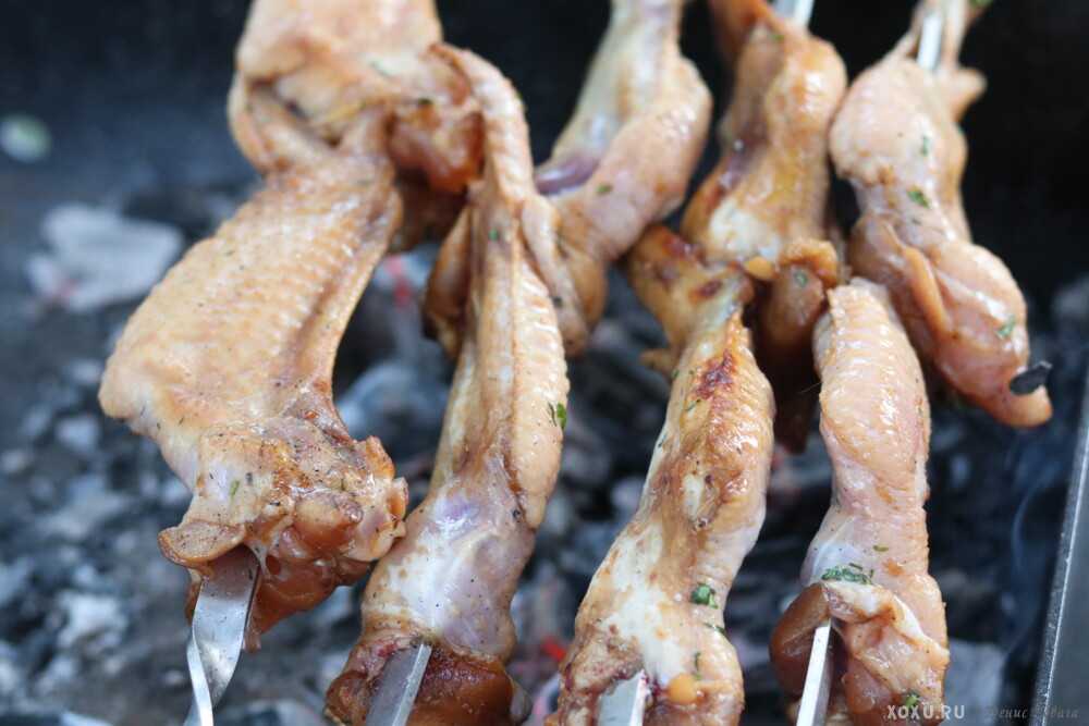 Как приготовить шашлык из куриных бедрышек на мангале?