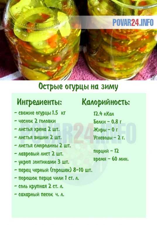 Рецепт острых огурцов на зиму