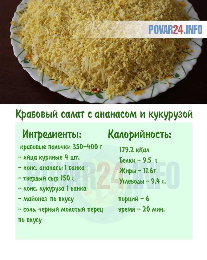 Рецепт салата с крабовыми палочками, ананасом и кукурузой