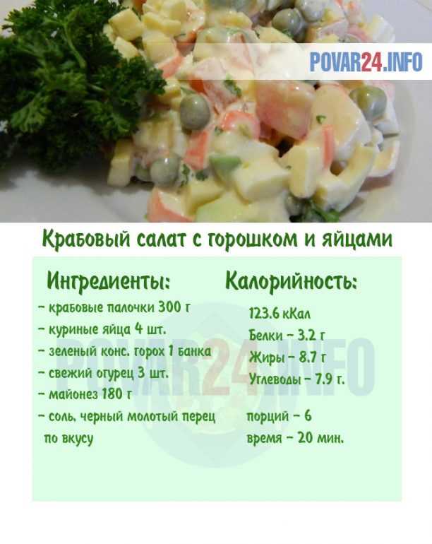 Салат из крабовых палочек, зеленого горошка и свежего огурца