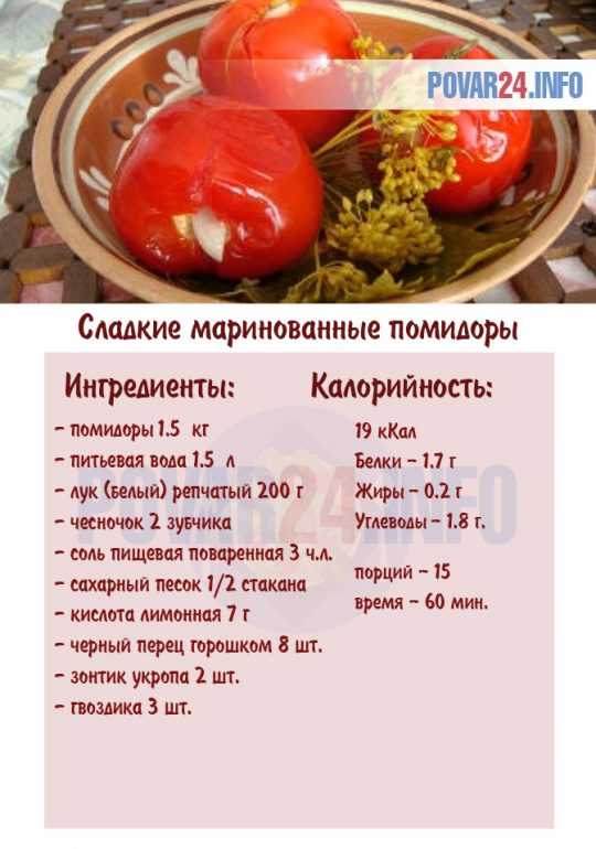 Рецепт сладких маринованных помидор