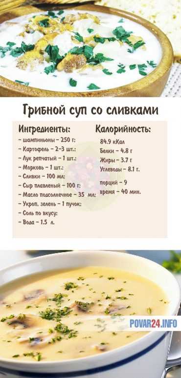 Рецепт грибного супа со сливками